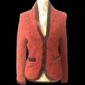 Anthropologie HWR Pink Boucle and Brown Velvet Trim Jacket Size S🎄🛍